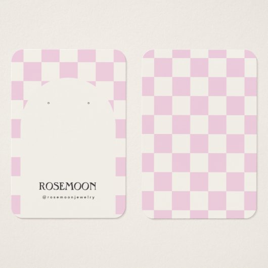 Lila Checked Earring Display Card (Vorne & Hinten)