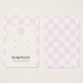 Lila Checked Earring Display Card (Vorne & Hinten)