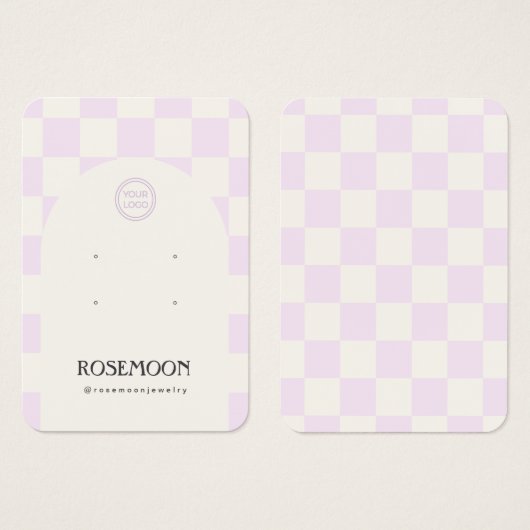 Lila Checked Earring Display Card (Vorne & Hinten)