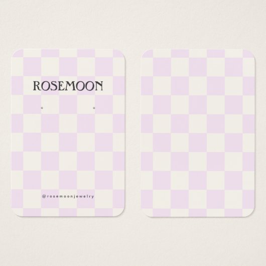 Lila Checked Earring Display Card (Vorne & Hinten)