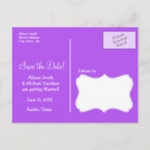 Lila Checked Gingham Ankündigungspostkarte (Rückseite)