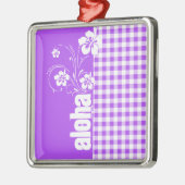 Lila Checkered Gingham; Aloha Silbernes Ornament (Links)
