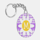 Lila Checkered Gingham; Gänseblümchen Schlüsselanhänger (Vorderseite links)
