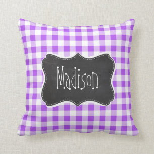 Lila Checkered Gingham; Vintage Tafel Kissen