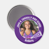 Lila Cheerleader Foto High School Spirit Cheerlead Magnet (Vorderseite/Rückseite)