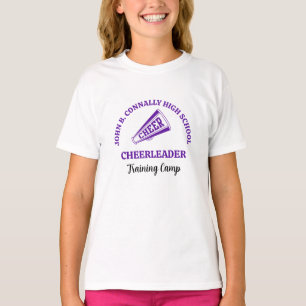 Lila Cheerleader Personalisiertes Cheer Camp Kinde T-Shirt