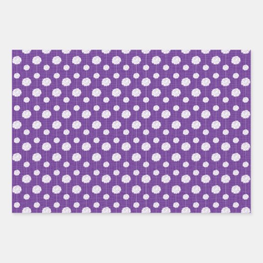 Lila Cheerleader Pom Pom Muster Geschenkpapier Set (Vorderseite)