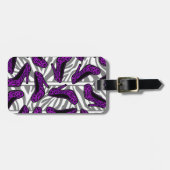 Lila Cheetah-hohe Fersen-Schuh-Druck auf Zebra Gepäckanhänger (Vorderseite horizontal)