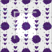 Lila Chefführer Pom Poms & Hearts Muster Stoff (Kachel)