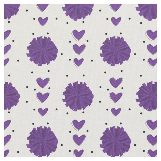 Lila Chefführer Pom Poms & Hearts Muster Stoff (Nahaufnahme)