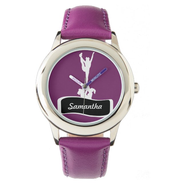 Lila Cheleader personalisiert watch Armbanduhr (Vorderseite)
