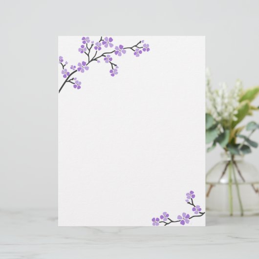 Lila Cherry Blossom Letterhead (Stehend Vorderseite)