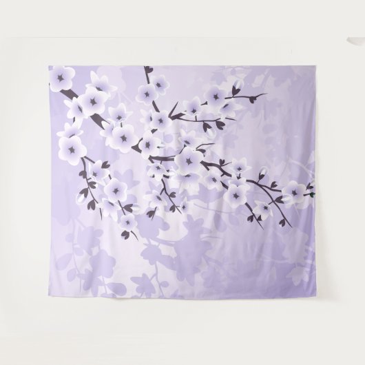 Lila Cherry Blossom Wandteppich (Vorderseite (Horizontal))