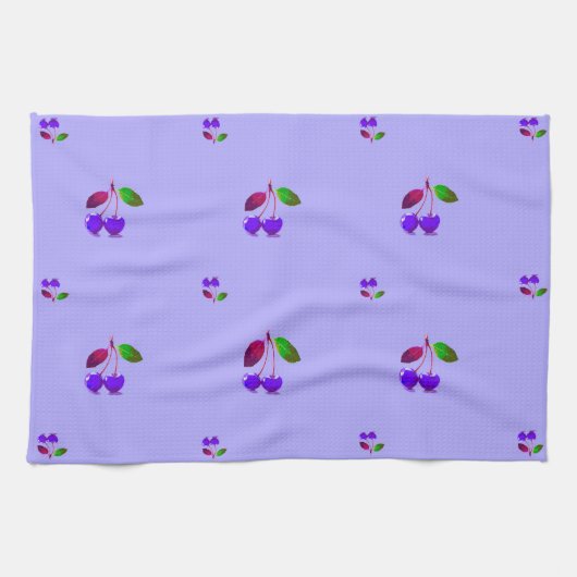 Lila Cherry Pop Art Geschirrtuch (Horizontal)