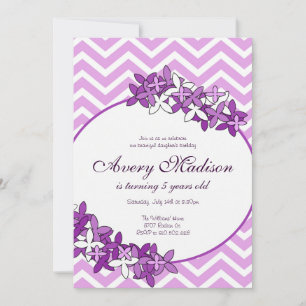 Lila Chevron Modern mit Blume Blumeneinladung Einladung
