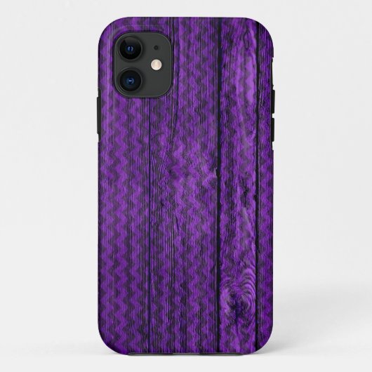 Lila Chevron-Muster Holz Case-Mate iPhone Hülle (Rückseite)