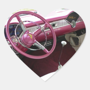 Lila Chevy Bel Air Herz-Aufkleber