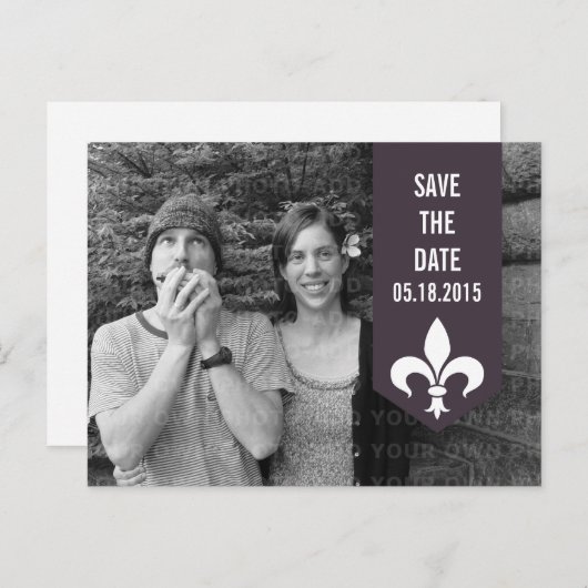 Lila Chic Blühe Banner Save the Date Postkarte (Vorne/Hinten)