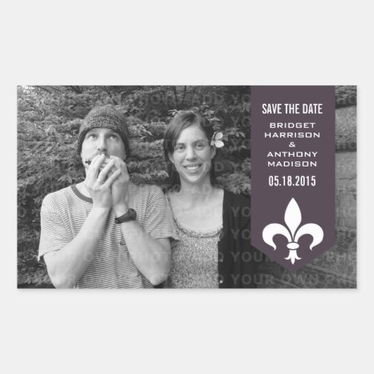 Lila Chic Blühe Banner Save the Date Sticker (Vorderseite)
