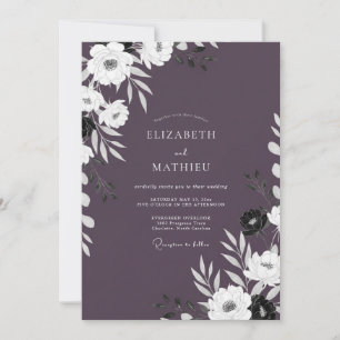 Lila Chic Botanische Abendhochzeit Einladung