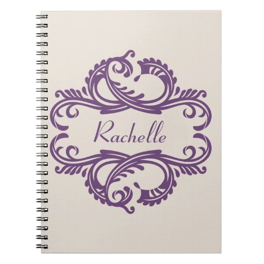 Lila-Chic-Damask-Notebook Notizblock (Vorderseite)