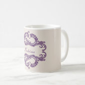 Lila Chic Damask Tasse (VorderseiteRechts)