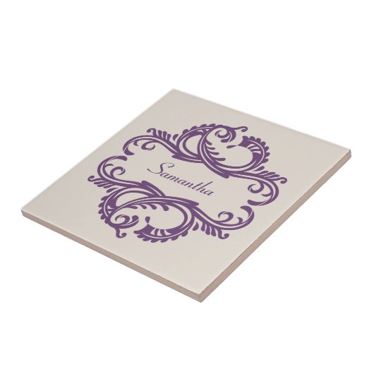Lila Chic Damask Tile Fliese (Seite)