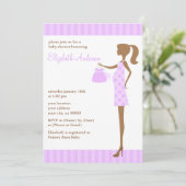 Lila Chic-Mama, zum Baby-Dusche zu sein Einladung (Stehend Vorderseite)