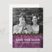 Lila Chic Steampunk Foto Save the Date Postkarte (Vorne/Hinten)