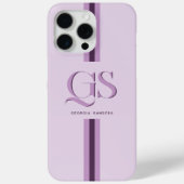 Lila | Chic Stripes Monogramm Case-Mate iPhone Hülle (Rückseite)