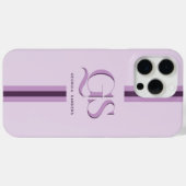 Lila | Chic Stripes Monogramm Case-Mate iPhone Hülle (Rückseite (Horizontal))