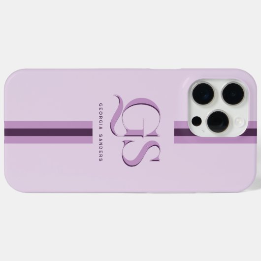 Lila | Chic Stripes Monogramm Case-Mate iPhone Hülle (Rückseite (Horizontal))