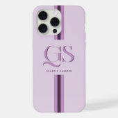 Lila | Chic Stripes Monogramm iPhone Hülle (Rückseite)