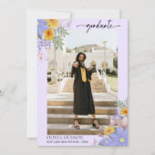 Lila chic wild blumenfarbenes Foto Abschluss Einladung (Vorderseite)