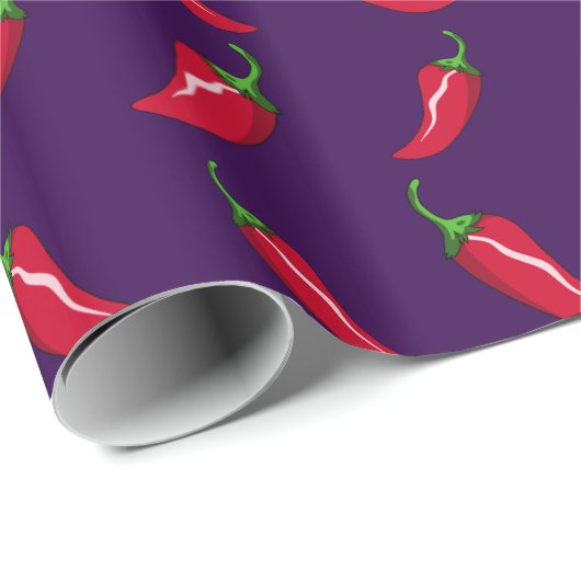lila Chili-Paprikaschotenmuster Geschenkpapier (Rolleneckpunkt)