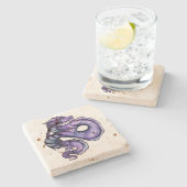 Lila chinesische Drachenkunst Steinuntersetzer (Seitenansicht)