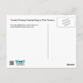 Lila chinesischer Hund in rosa Blume Postkarte (Rückseite)