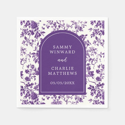 Lila Chinoiserie Hochzeit Serviette (Vorderseite)