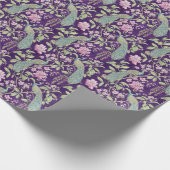 Lila Chinoiserie Pfaue Entführung Geschenkpapier (Ecke)