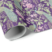 Lila Chinoiserie Pfaue Entführung Geschenkpapier (Rolleneckpunkt)