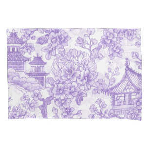 Lila Chinoiserie-Toile-Drache Kirschblüte Kissenbezug