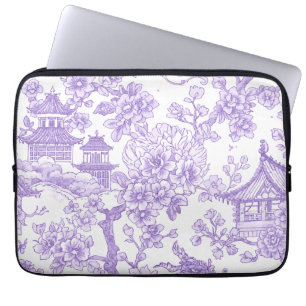 Lila Chinoiserie-Toile-Drache Kirschblüte Laptopschutzhülle
