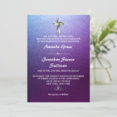 Lila Christliche Crossehe Einladung (Stehend Vorderseite)