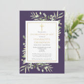 Lila Christliche Feier zum Foto Lebensbeerdigung Einladung (Stehend Vorderseite)