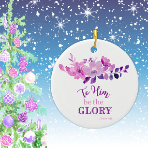 Lila christliche Schriftzitatschrift Blumen Keramik Ornament