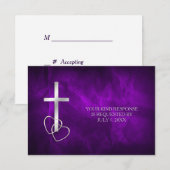 Lila Christlicher CrossWedding RSVP Karte (Vorne/Hinten)