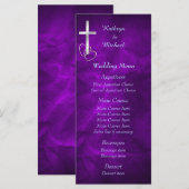 Lila Christliches CrossWedelmenü für Silber Menükarte (Vorne/Hinten)