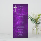 Lila Christliches CrossWedelmenü für Silber Menükarte (Stehend Vorderseite)