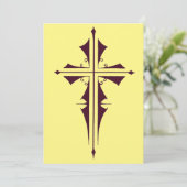 Lila Christliches Kreuz Einladung (Stehend Vorderseite)