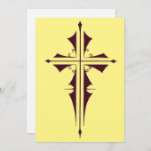 Lila Christliches Kreuz Einladung (Vorne/Hinten)